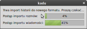 Postęp importu historii Kadu