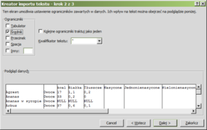 Import tekstu ograniczniki