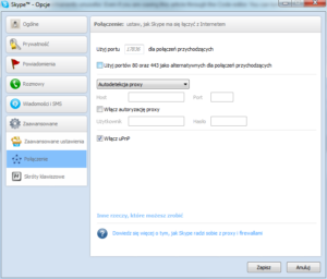 Skype opcje