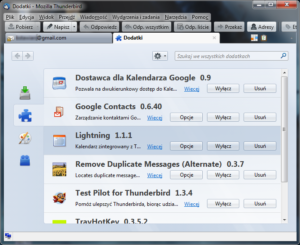Thunderbird z dodatkami Kalendarza Google