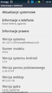 Informacje o telefonie