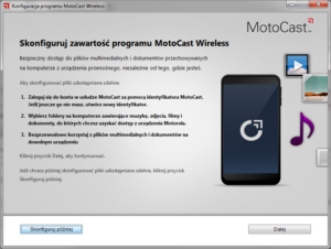 Konfiguracja programu MotoCast Wireless