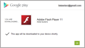 Adobe Flash Player will be downloaded
