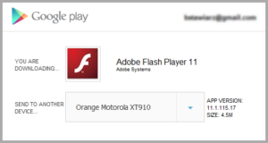 Send Adobe Flash Player to selected device