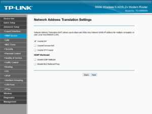Network Address Translation Settings
