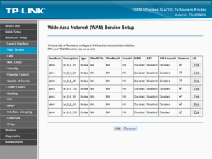 Wide Area Network (WAN) Service Setup 1
