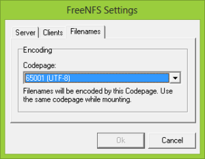 FreeNFS Encoding Settings